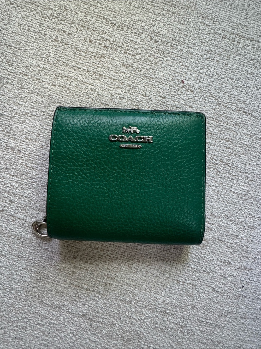 Coach Emerald Green Pebbled Leather Zip Wallet
